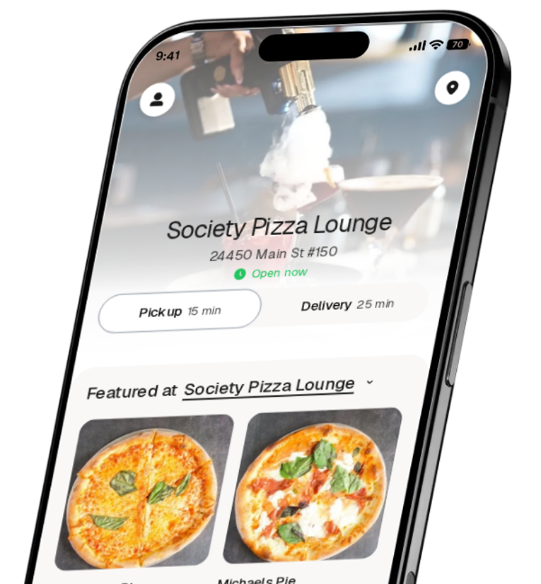 Society Pizza Lounge app preview